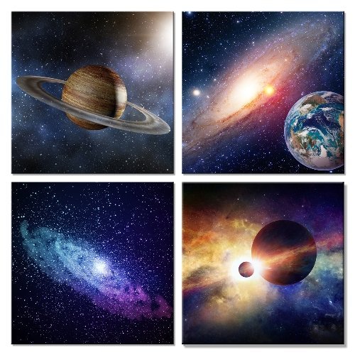 Wieco Art Impression sur Toile Art Moderne 4 Pièces Universal Magic Power Peintures pour Chambre Décorations de Maison Toile Toile Toile Toile Toile Toile Art Astronomie Paysage