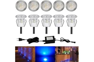 CHNXU LED Spot Encastrable Extérieur Mini Spot Encastré de Ø30mm Eclairage Encastrables Extérieur pour Terrasse Enterre IP67 Etanche DC12V Lumière pour Escalier (bleu, 10 kit)