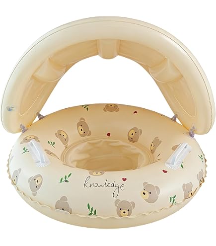 Sdtgrtht Bouee Bebe Flottant avec Parasol, 55x52cm, Accessoires De Jeux d' eau, Flotteur De Natation Gonflable, pour Baignade Extérieur Été Plage Vacances Voyage