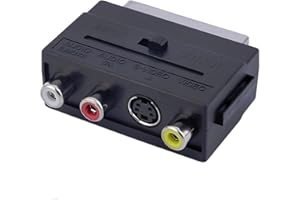Scart Adapter | 2x Audio Cinch + 1x Video Cinch zu Scart | RCA Adapter | S-Video Chinch-Adapter Scart-Kabel Verteiler Y-Verteiler Umschalter AV Adapter Klinken-stecker-MOVOJA