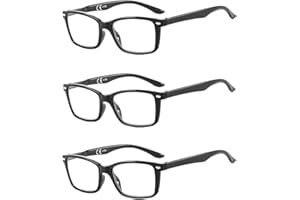 Suertree 3 Pack Reading Glasses Spring Hinge Computer Glasses Square Presbyopic Reader Glasses Aided Eyelasses Unisex 3.5 BM151