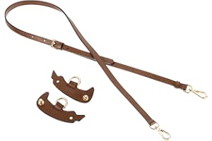 sourcing map Genuine Leather Bag Strap Replacement Adjustable Crossbody Bag Straps, 37.4-45.3 Inch Purse Strap for Shoulder Bag Handbag Purse, Brown, Gold Buckle, 1 Set