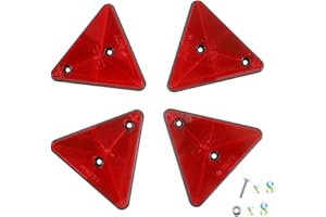 Eacalyc 4 x Triángulo Reflectante Remolque Rojo Reflectores Triángulo Catadioptrico Reflectores Traseros Atornillados, Triángulo Reflectante para Remolque Bicicleta Camión o Máquinas Agrícolas