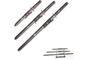HIMMEL STORE Set of 3 Japanese Nija Sword with Display Stand, Iaido Katana Engraved with Nija Pattern on Sheath, Not Sharp