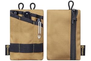 Topyond EDC Pouch,14.5X 9.5cm Taschen Organizer Für Herren,EDC Organizer Mini Geldbörse,Schlüssel Stift Organizer,EDC Taschen Organizer,Taschenlampen Aufbewahrungspaket(Khaki)