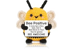 TOUMETT Positive Bee,Funny Mini Good Luck Gifts,Emotional Support Positive Potato Crochet Animals,New Job/Leaving Gifts for Colleagues Women/Men,First Day at School Motivational gifts for Kids,Teacher,Friend