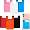 FRIUSATE 6 pieces Phone Card Holder Adhesive Stick on Silicone Phone Wallet Slim Cellphone Card Holder for Most of Cell Phone
