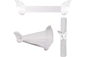 URROMA Napkin Rings, 50 Pcs Silver Butterfly Napkin Ring Holder Household Napkin Buckle for Table Decor