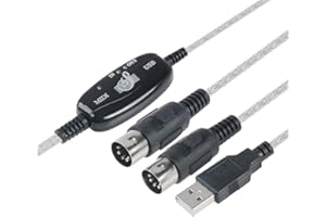 TENINYU USB to MIDI Cable Converter 2 in 1 PC to Synthesizer Music Studio Keyboard Interface Wire Plug Controller Adapter Cord 16 Channels Supports Computer Laptop Windows and Mac