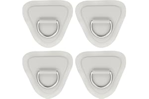 PATIKIL 3.5" Anneaux en D pour Planche de Paddle, 4 Pièces Anneau en D en Acier Inoxydable Patch en PVC Pad Pas de Colle Incluse pour Radeau Kayak Bateau Gonflable Planche de Surf, Gris