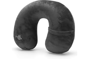 HOUDIAN Nadmuchiwana poduszka samolotowa, poduszka podróżna pod szyję, kompaktowa, przenośna poduszka podtrzymująca głowę i szyję w locie, mała poduszka na zagłówek w kształcie litery U, zaktualizowany system