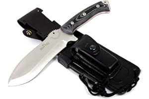 JEO-TEC Nº55 - Cuchillo Bushcraft Campo Supervivencia Caza Monte Outdoor - MOVA (Molybdenum-Vanadium, HRC 56-58) - Fabricado en España