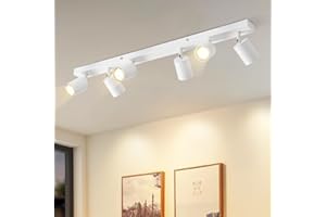‎ZMH ZMH Deckenleuchte 6 flammig Deckenstrahler Weiß : GU10 Deckenlampe 350°Schwenkbar Deckenspots Modern Spots Küchenlampe Strahler Industrial für Wohnzimmer Schlafzimmer Küche - Ohne Leuchtmittel