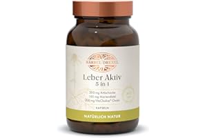 ‎BÄRBEL DREXEL BÄRBEL DREXEL Leber Aktiv 5-in-1 Kapseln mit Cholin, Mariendistel, Löwenzahn, Artischocke, Piperin, Zink, Vitamin E, Selen (60 Stk) Leber Kapseln Naturheilkunde Bitterstoffe