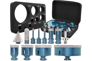 MINLAYCUT Tile Hole Saw Kit - 12pcs Diamond Core Drill Bits Set 6/6/8/20/25/35/50/68/110mm+50mm Chamfer Bit 20mm Milling Bit and Adapter for Porcelain Ceramic Tile Granite Marble