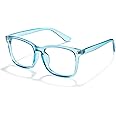 Cyxus Computer Blue Light Blocking Glasses Square Classic Retro Clear Lens Eyeglasses Frame for Women and Men (Crystal Blue)