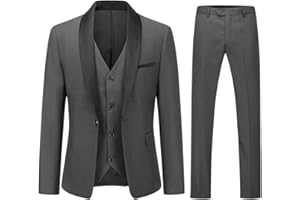 YOUTHUP Abito Uomo Slim Fit 3 Pezzi Abiti da Sposa Elegante Cerimonia Shawl Lapel Smoking Blazer Pantaloni Panciotto