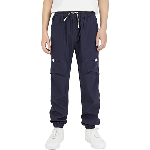 Pantalon Cargo Garçon Imperméable - Taille Élastique - Pour Randonnée, Jogging, Extérieur - Confortable Et Pratique