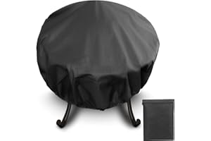 AUPERTO Runde Feuerschale Abdeckung - Wasserdichtes, Winddicht, UV-Beständiges Feuerstellenabdeckungen mit Kordelzug für Outdoor Runde Terrassen Feuerstelle