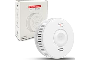 RISOON Rilevatore di fumo con batteria di 3 anni | Certificato TÜV & EN14604 | Rilevatore di fumo fotoelettrico con tasto di silenziamento, adesivo e autodiagnosi | Perfetto per appartamenti e case