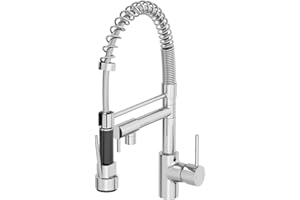 SÄUBER Modern Mono Kitchen Mixer Tap Dual Spout & Pull Out Spray Single Lever Chrome Kitchen Tap Pot Filler