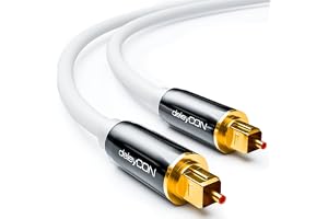 deleyCON 7,5m Optisk Digital Audio Kabel - S/PDIF - 2x Toslink Kontakter - LWL Fiberoptisk Kabel Metallkontakter 5mm Flexibel