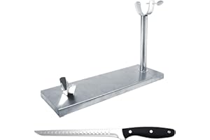 NERTHUS FIJ 953 Jambonier en Acier Inoxydable avec Base Antidérapante et Couteau à Jambon