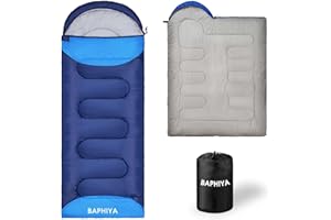 BAPHIYA Camping Sleeping Bag for Adult, 3-4 Seasons 2-in-1 Sleeping Bag& Blanket with Carry Bag 1.35kg Portable Waterproof Warm Outdoor Bedding for Camping, Hiking, Backpacking