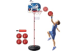 EagleStone Basketballkorb mit elektronischer Anzeigetafel, Outdoor-Indoor-Basketball für Kinder, höhenverstellbar, 4 Bälle, Basketballspielzeug für Kinder und Kleinkinder im Alter von 3–12 Jahren