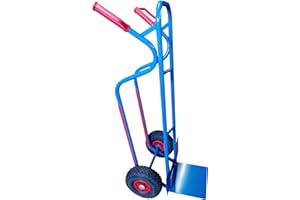 RLW-GERÄTEVERTRIEB RLW Profi Stahlrohr Sackkarre Stapelkarre Maximium 300 kg - Schaufel 280x280 mm - Made in EU - kein Asien-Import (Räder nach Ihrer Wahl) (Luftrad schwarz/PVC-Felge rot/Gleitlager)