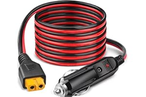 AIMAYLA Adaptateur XT60 12 V/24 V DC Chargeur de voiture pour ECOFLOW DELTA 2/3 River 3/2 MAX Bluetti EB55 AC70 Power Station Anker SOLIX C200 C300 C1000 F2000 Générateur solaire Batterie Lipo XT60 Câble de