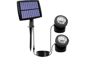AVEKI Solar Pond Light, Waterproof 12 LED Landscape Spotlight Underwater Lamp, 90° Angle Adjustable & Auto ON/Off, Solar Security Light for Garden Lawn Pool Fish Tank (White-Set of 2 Lights)