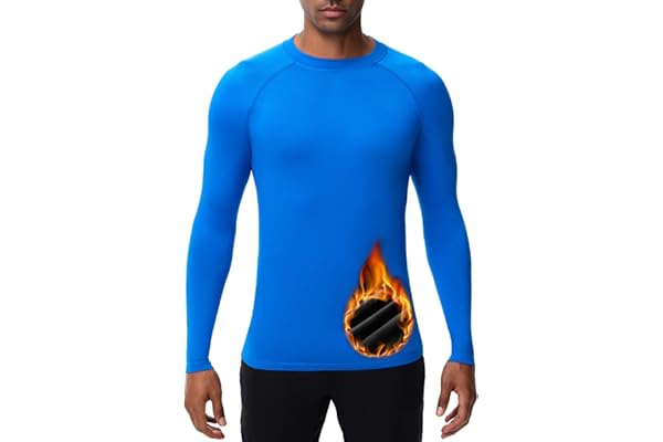 HUGE SPORTS - Camiseta térmica de invierno para hombre, primera capa, manga larga, de secado rápido, para running y ciclismo