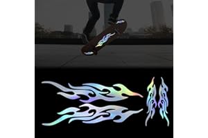 TOMALL 4 szt., 12 cm + 29 cm, odblaskowa naklejka na samochód, płomień, wyścigi, sport, paski, naklejka na wózek golfowy, winylowa, wodoodporna, do karoserii, ciężarówki, SUV-a, pojazdów terenowych,