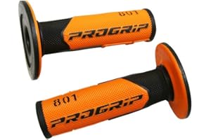 IMPORT PARTS BIKE - REVETEMENT POIGNEE PROGRIP 801 ORANGE-NOIR (PAIRE) -115mm- (CROSS)
