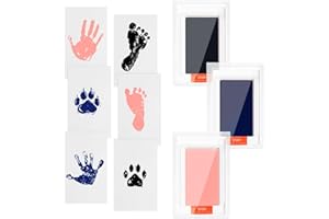 OKTAYOCUM Baby Hand and Footprint Kit, Pet Paw Print Kit with 3 Ink Pads and 6 Imprint Cards, Inkless Hand and Footprint Pad, Safe for Baby Hands and Feet, Family Keepsake for Newborn Baby (Blue+Pink+Black)