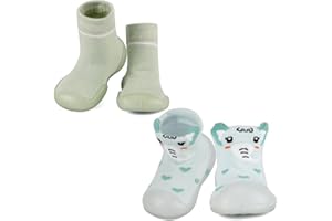 MK MATT KEELY Pack de 2 Zapatos Bebé Primeros Pasos Calcetines con Suela de Goma Niño Niña Zapatillas Antideslizantes Bebé
