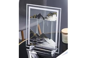 YAIHE Sabbia in movimento Arte Specchio Cornice Sandscapes in Movimento Blu Oceano Mare Profondo Sabbia Arte Rilassante Paesaggio Desktop Deriva Sabbia Foto Creazione