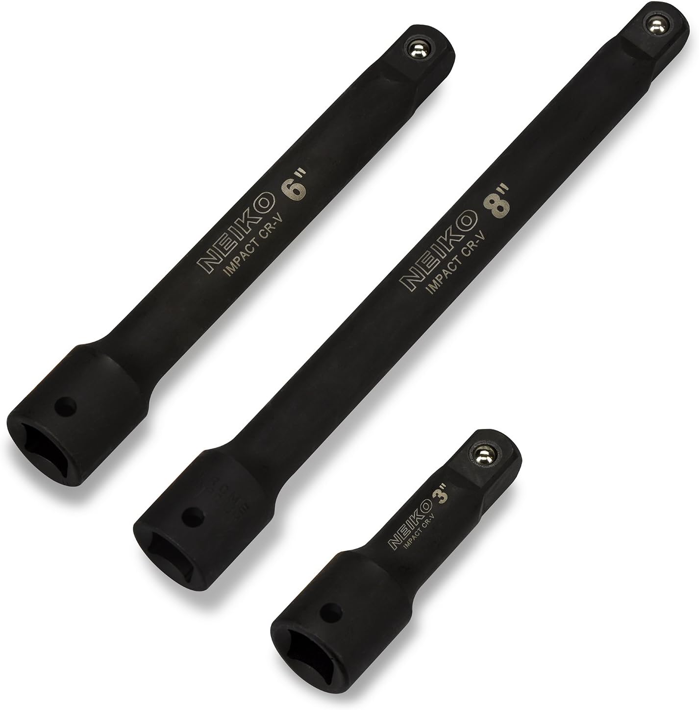 Neiko 00237A 1/2†Drive Impact Extension bar Set, CR-V Steel | 3Piece Set | 3â€Â, 6â€Â, 8â€Â