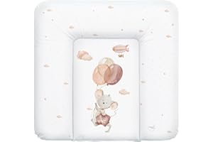 Ceba Baby® weiche Wickelauflage 75x72 cm - Baby Wickelunterlage - Wickeltischauflage für Junge und Mädchen - Wasserdicht, abwaschbar - OEKO-TEX® Standard 100 - Made in EU - Maus