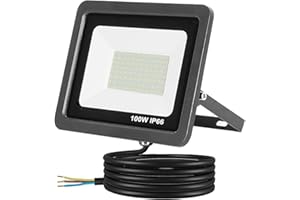 Maxesla 100W Projecteur LED, 10000LM Super Brillant Projecteur LED Extérieur IP66 Etanche LED Projecteur, Éclairage de Sécurité Extérieur pour Terrains, Rechercher, Terrace [Classe énergétique A+++]