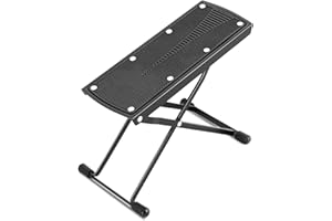 EASTROCK Poggiapiedi per Chitarra Pieghevole con Pad in Gomma,regolabile,pieghevole, in metallo, per Chitarra Classica,Acustica,Elettrica e Banjo con 6 livelli di regolazione in altezza(Nero)