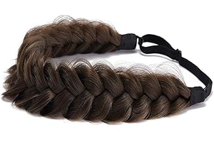 TOECWEGR Extensions Haarband Haarreifen Zopf Geflochten Classic Chunky Wide Plaited Wedding Fluffy Braids Wig Women Girl Beauty Accessory (Schokoladenbraun A05)
