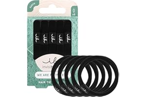 Invisibobble Elastyczny czarny | Bardzo miękki dla włosów | zapobiegający łamaniu się i rozdwajaniu | bez odcisków palców, stylowy dodatek do włosów, 5 sztuk