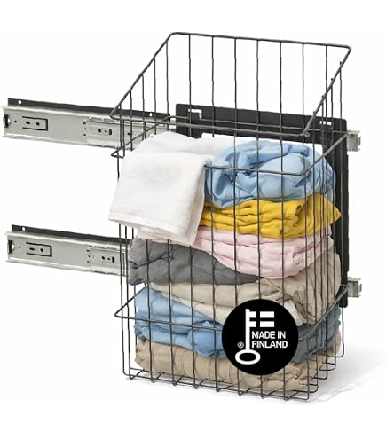 Gedotec Panier à Linge Sale Métallique - Corbeille Rangement pour Chambre, Dressing, Salle de Bain, Buanderie et Cuisine - Rail de Suspension Murale pratique - Acier Blanc RAL 9010-240x290x400 mm