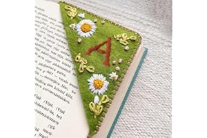 Litthing Segnalibro Angolo Ricamato a Mano, 26 Lettere Segnalibri Personalizzati Donne Stagione Segnalibro Triangolare in Feltro Regali per Amanti Libri Uomini Bambini