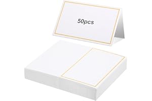 CIATBYYJ 50 Pcs Place Cards for Table Setting, 2×3.34inch Table Tent Cards with Gold Foil Border, Food Labels for Party Buffet, Name Seating Cards for Weddings, Banquets, Events, Dinner Parties(White)
