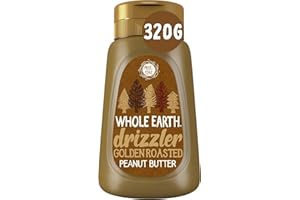 Whole Earth Drizzler Golden Roasted Peanut Butter, Super Smooth Squeezy Runny Nutty Spread Made with 100% Peanuts, All Natural Ingredients, No Added Sugar, Gluten Free, Vegan Friendly – 320g