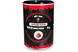 ‎HOT CHIP HOT-CHIP Carolina Reaper getrocknete Chilischoten 10 g – Extrem scharf mit 2.200.000 SHU – Ganze Chilis mit fruchtig-süßem Aroma – Für Saucen, Fleisch & asiatische Gerichte