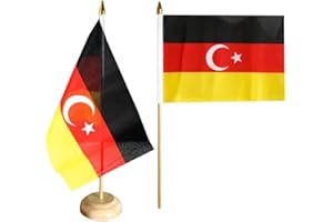 Flaggenfritze Tischflagge/Tischfahne Deutschtürken deutsch-türkische Freundschaft + gratis Aufkleber